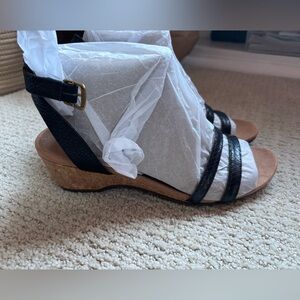 Vionic cork wedge ankle strap sandal